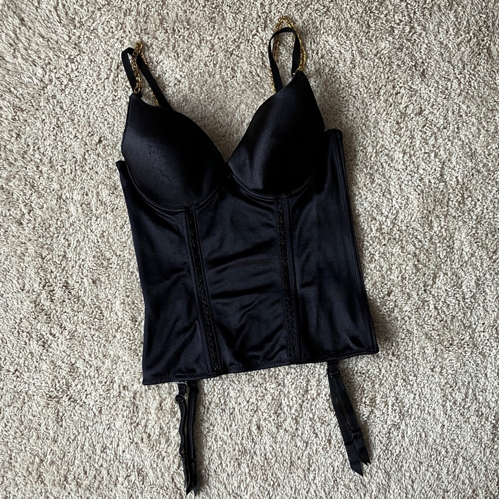 La Vie en Rose | Black Corset Lingerie Shapewear with Gold Accents